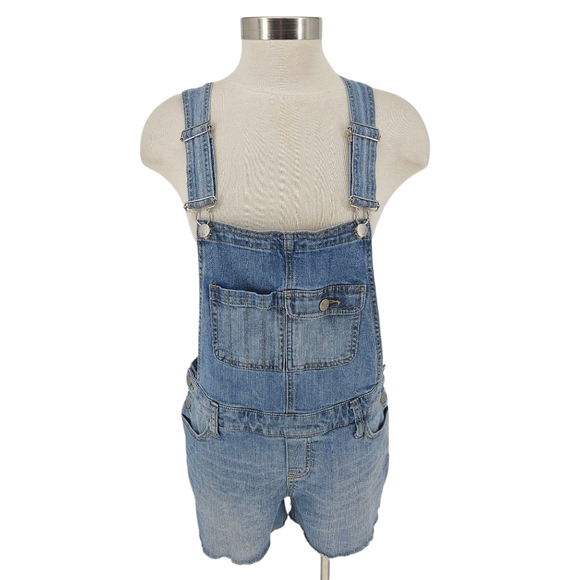 Mossimo Supply Co. Pants - Mossimo Denim Shortalls Medium Wash Bib Overalls Coveralls Raw Hem Shorts Small